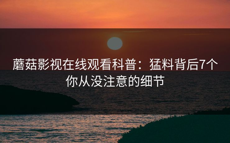 蘑菇影视在线观看科普：猛料背后7个你从没注意的细节