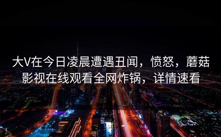 大V在今日凌晨遭遇丑闻，愤怒，蘑菇影视在线观看全网炸锅，详情速看