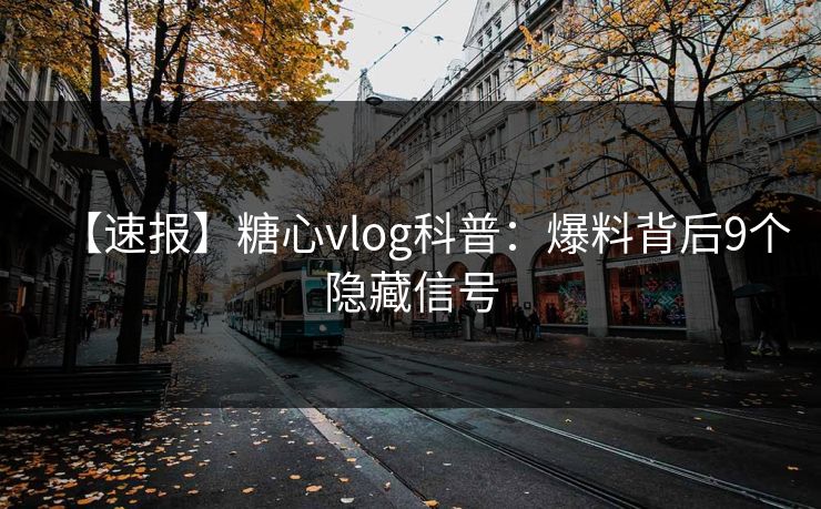 【速报】糖心vlog科普：爆料背后9个隐藏信号