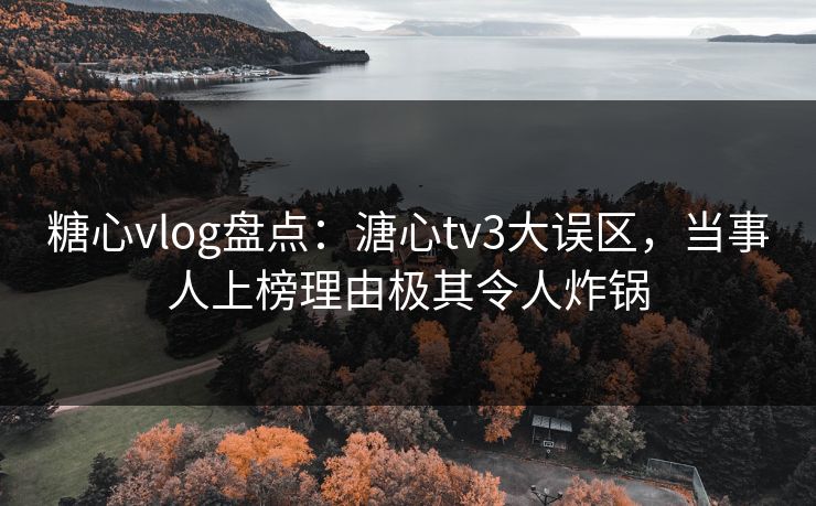 糖心vlog盘点：溏心tv3大误区，当事人上榜理由极其令人炸锅